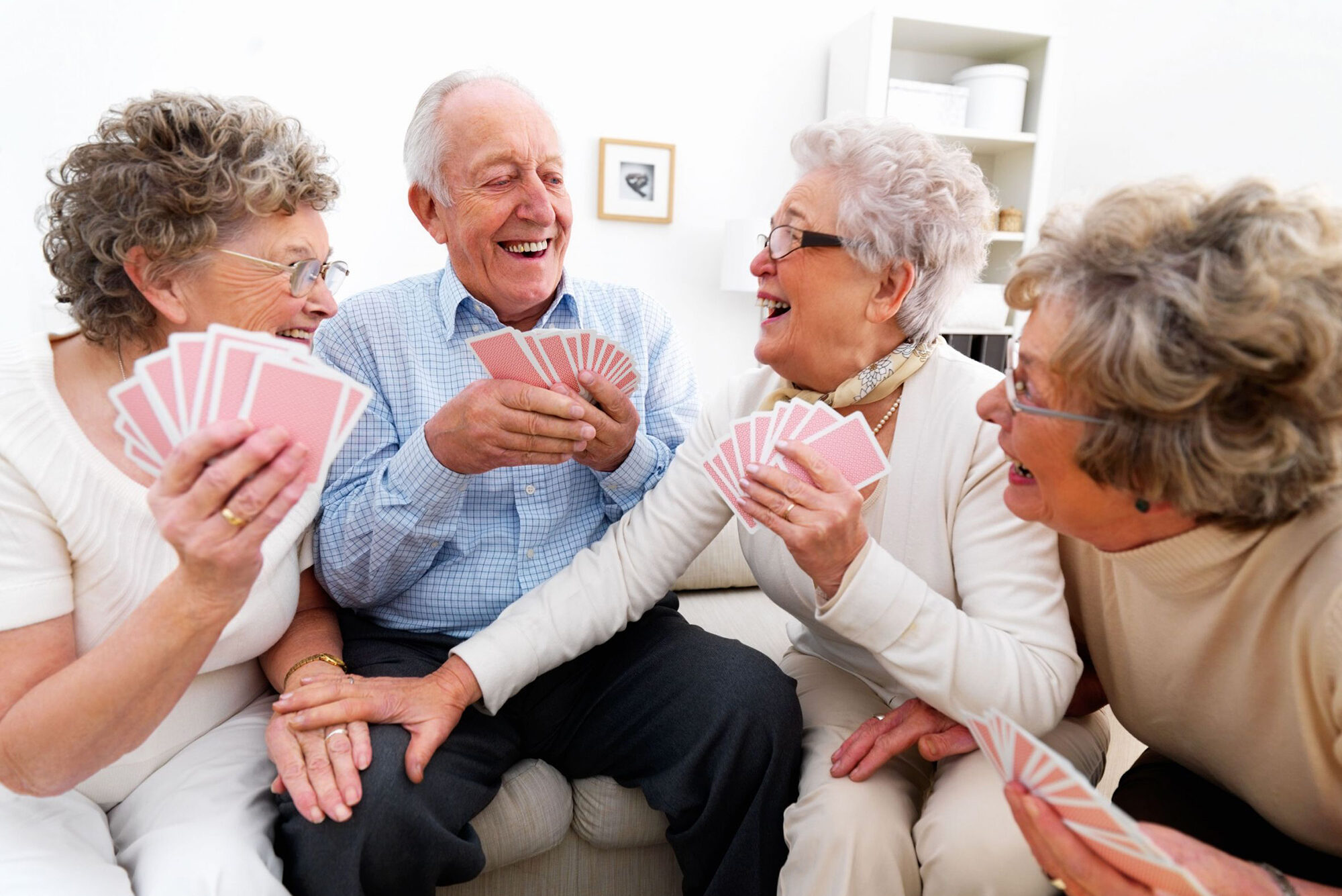 seniors playing cards